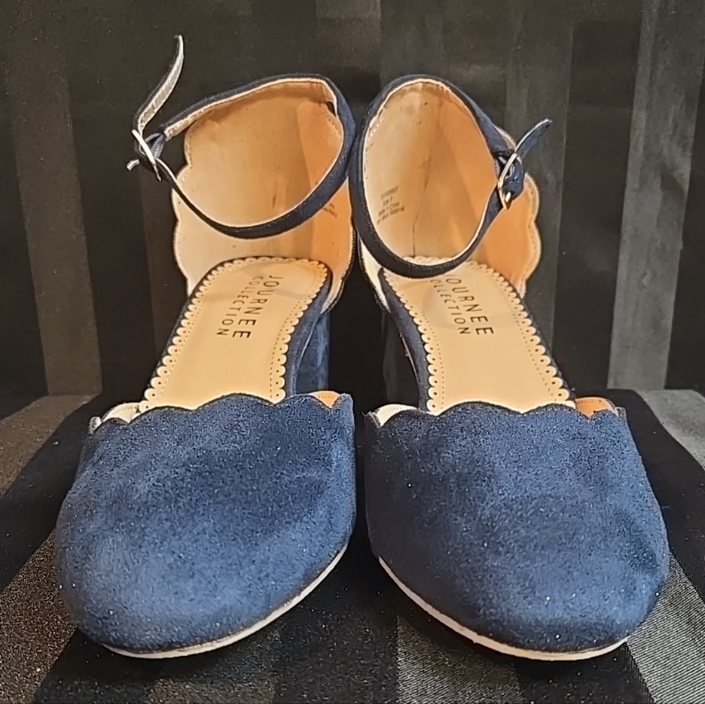 New No Box Journee Collection Women's US 8 Edna Pump Heels Navy Blue - Picture 5 of 13